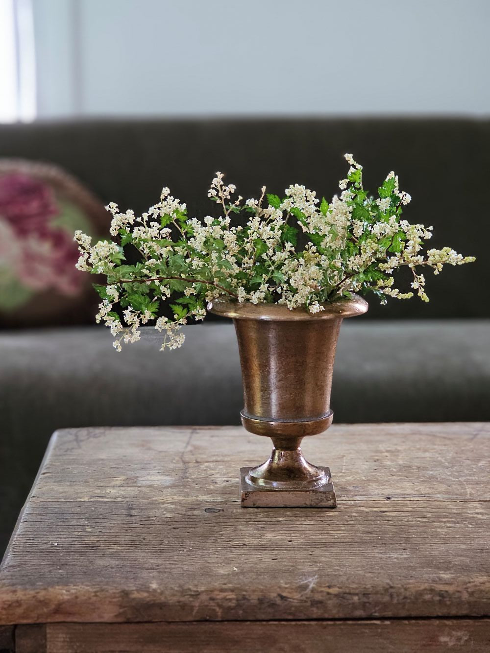 Aged Bronze Gold Metal Urn Vase
