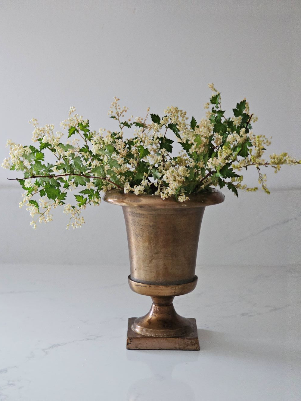 Aged Bronze Gold Metal Urn Vase