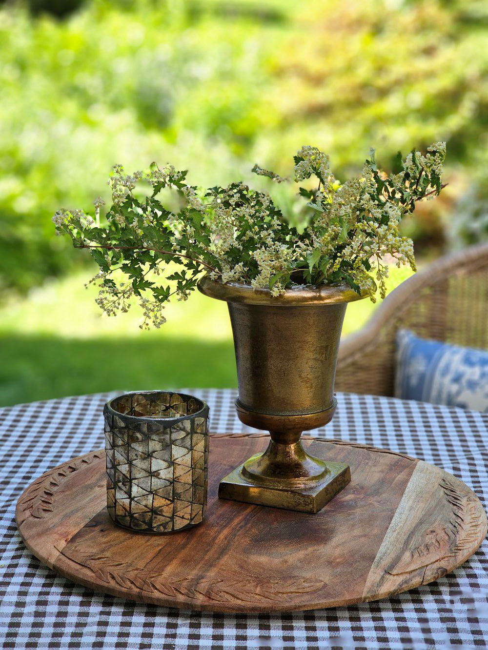 Distressed Mercury Glass Mosaic Candle Holder