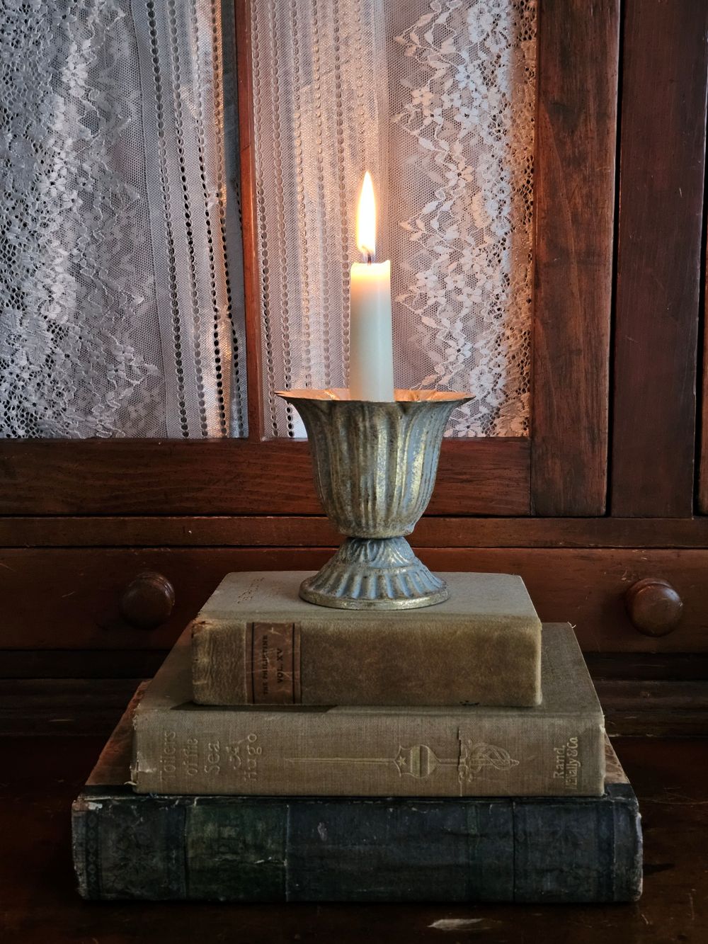 Aged Gold Fluted Urn Taper Candle Cup