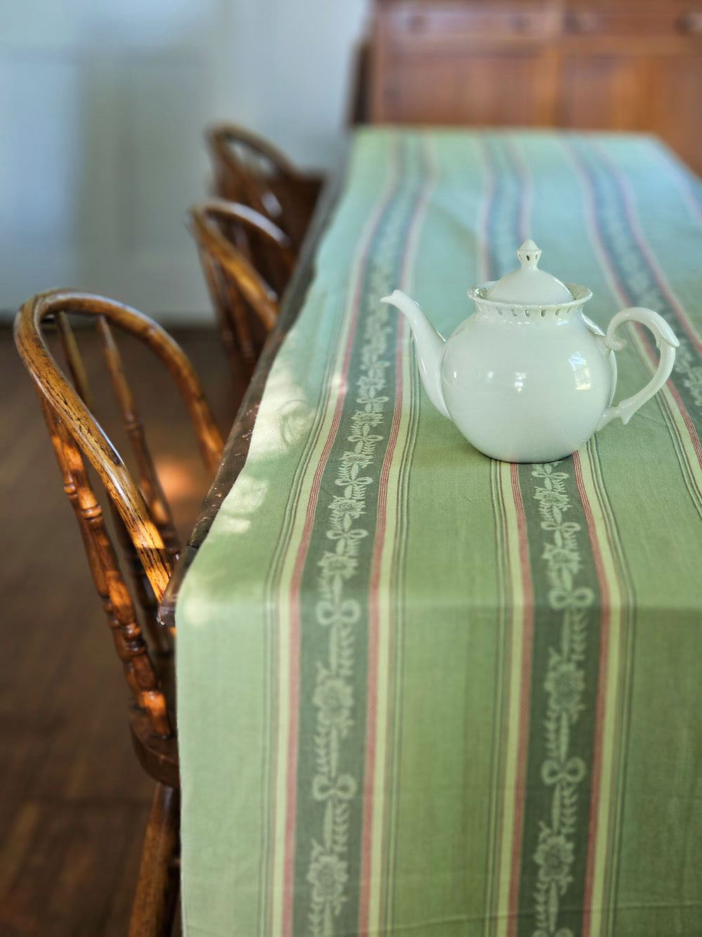Antique White Keepsake Teapot with Pierced Lace Trim