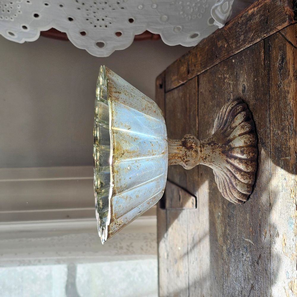 Distressed Mercury Glass Style Pedestal Bowl