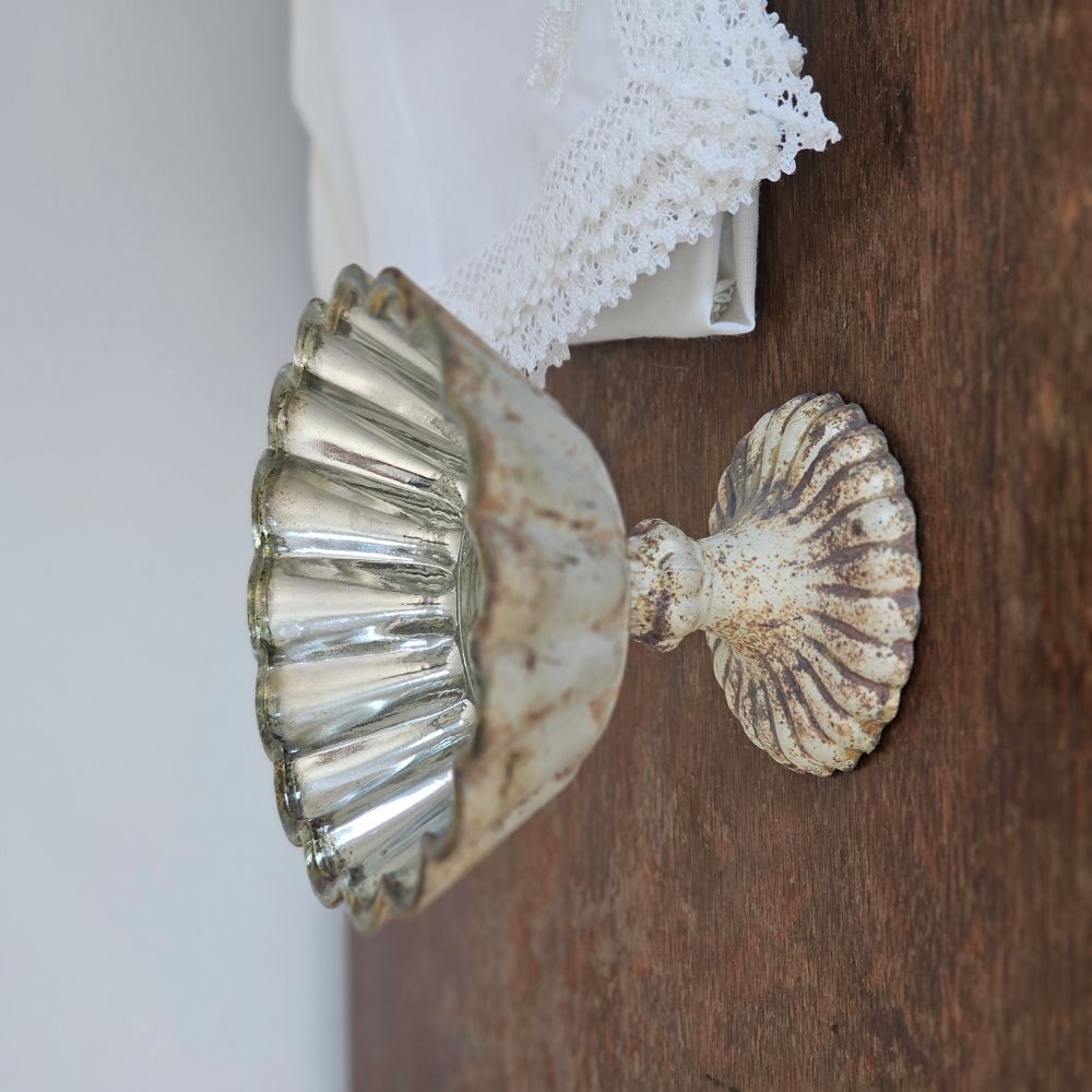 Distressed Mercury Glass Style Pedestal Bowl