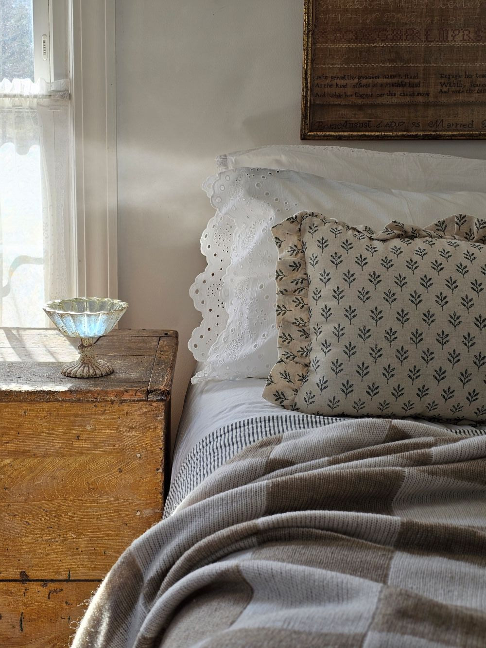 Distressed Mercury Glass Style Pedestal Bowl