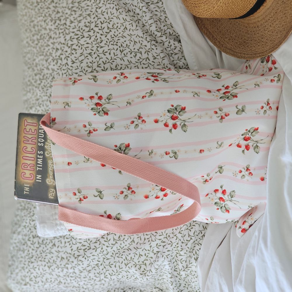Bespoke Strawberries and Stripes Tote Bag