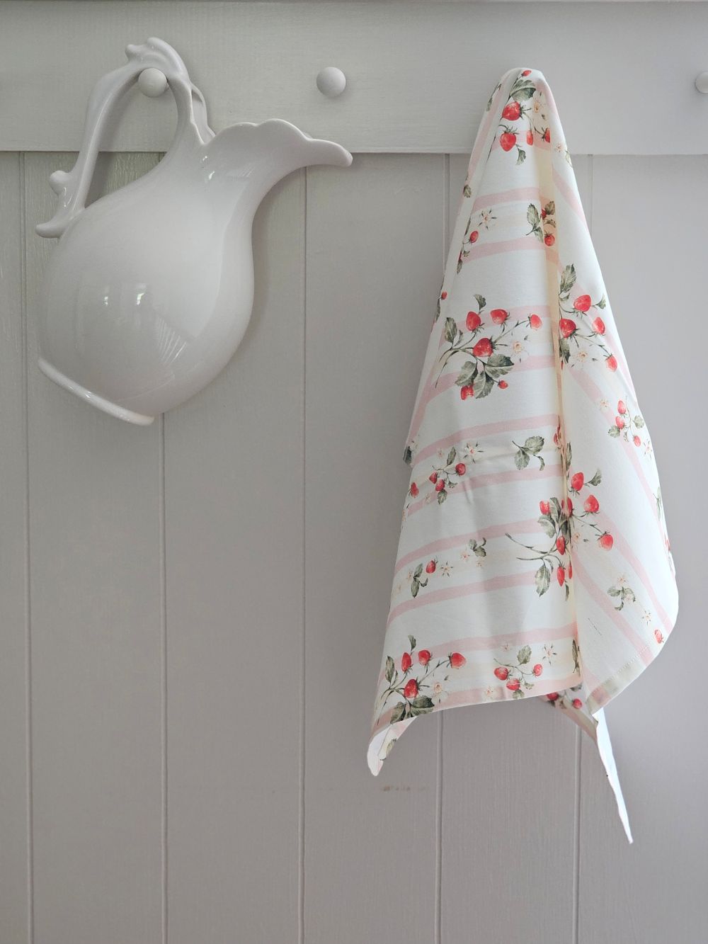 Bespoke Strawberries and Stripes Tea Towel
