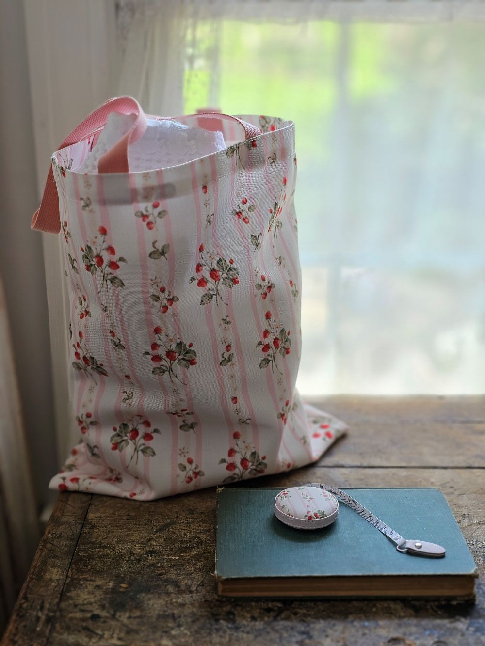 Bespoke Strawberries and Stripes Travel Tape Measure