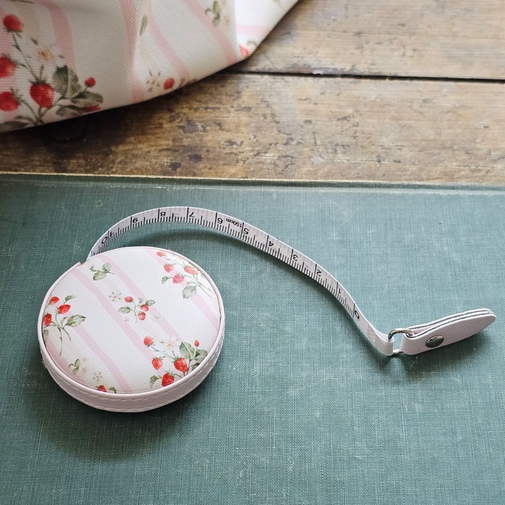 Bespoke Strawberries and Stripes Travel Tape Measure