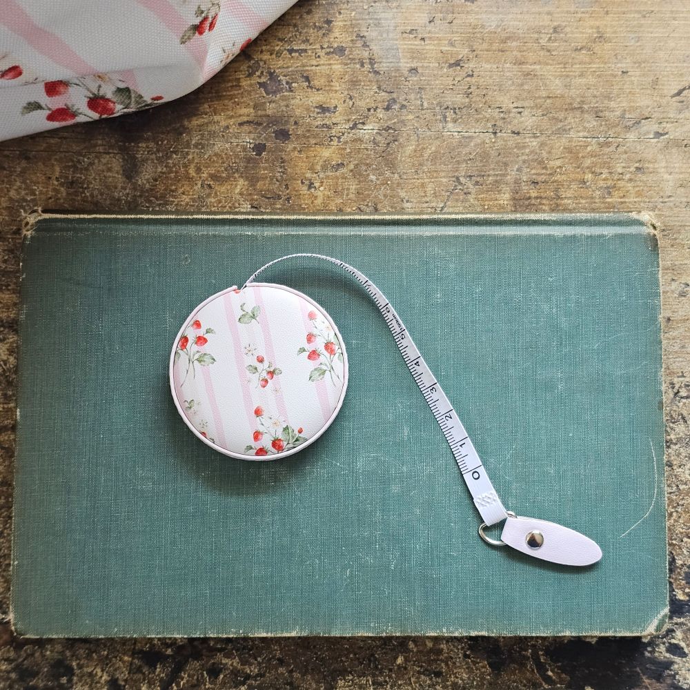 Bespoke Strawberries and Stripes Travel Tape Measure