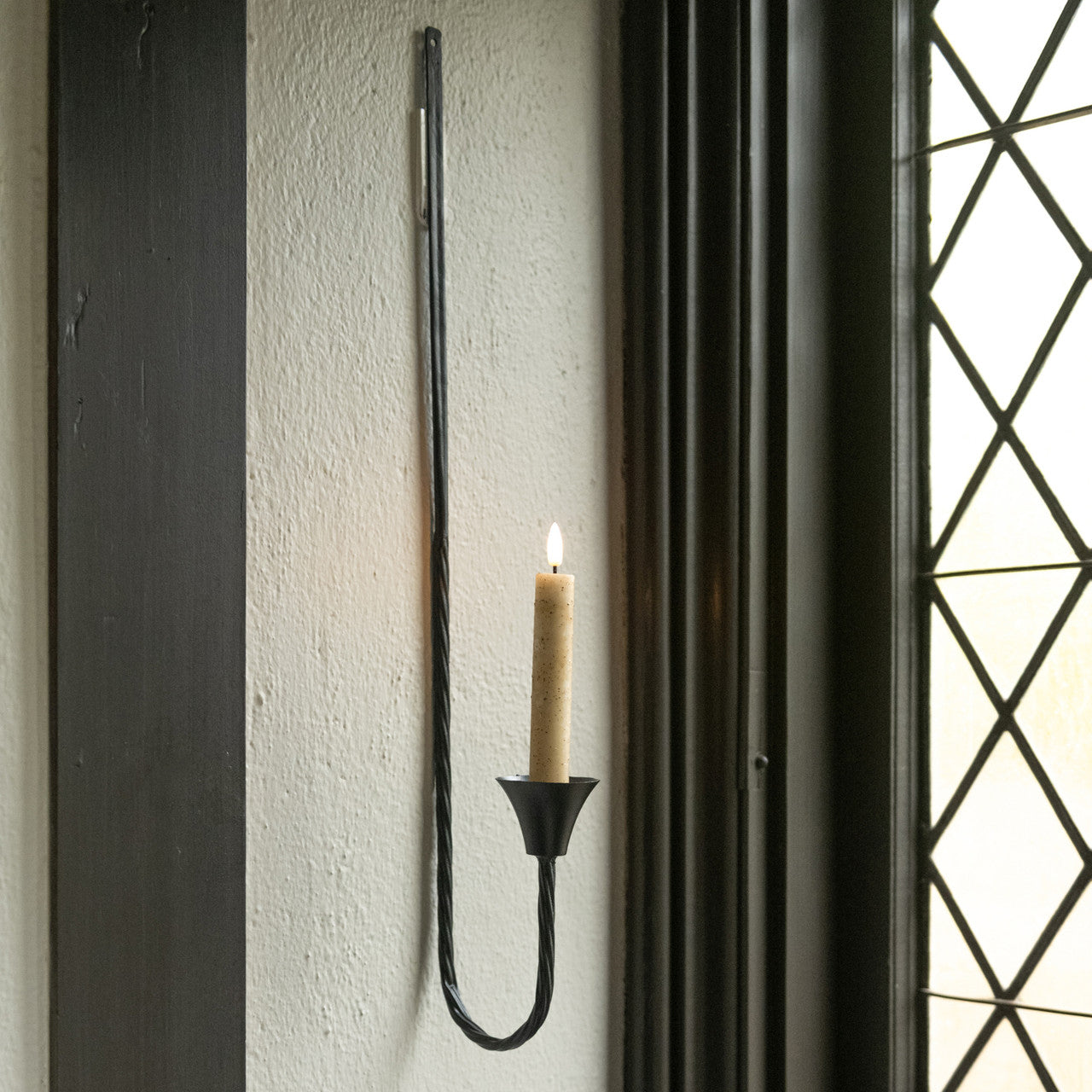 Blacksmith Forged Taper Candle Wall Sconce with Twist Design