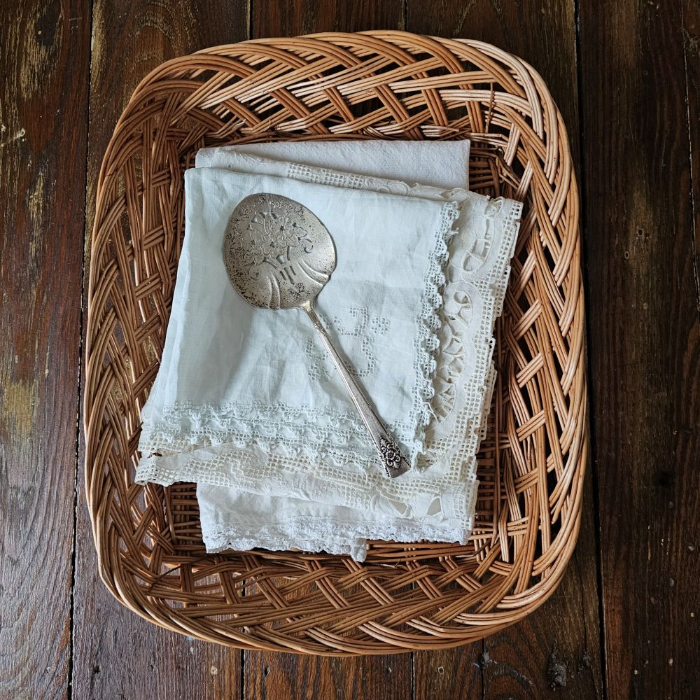 Vintage Tomato Server with Floral Design