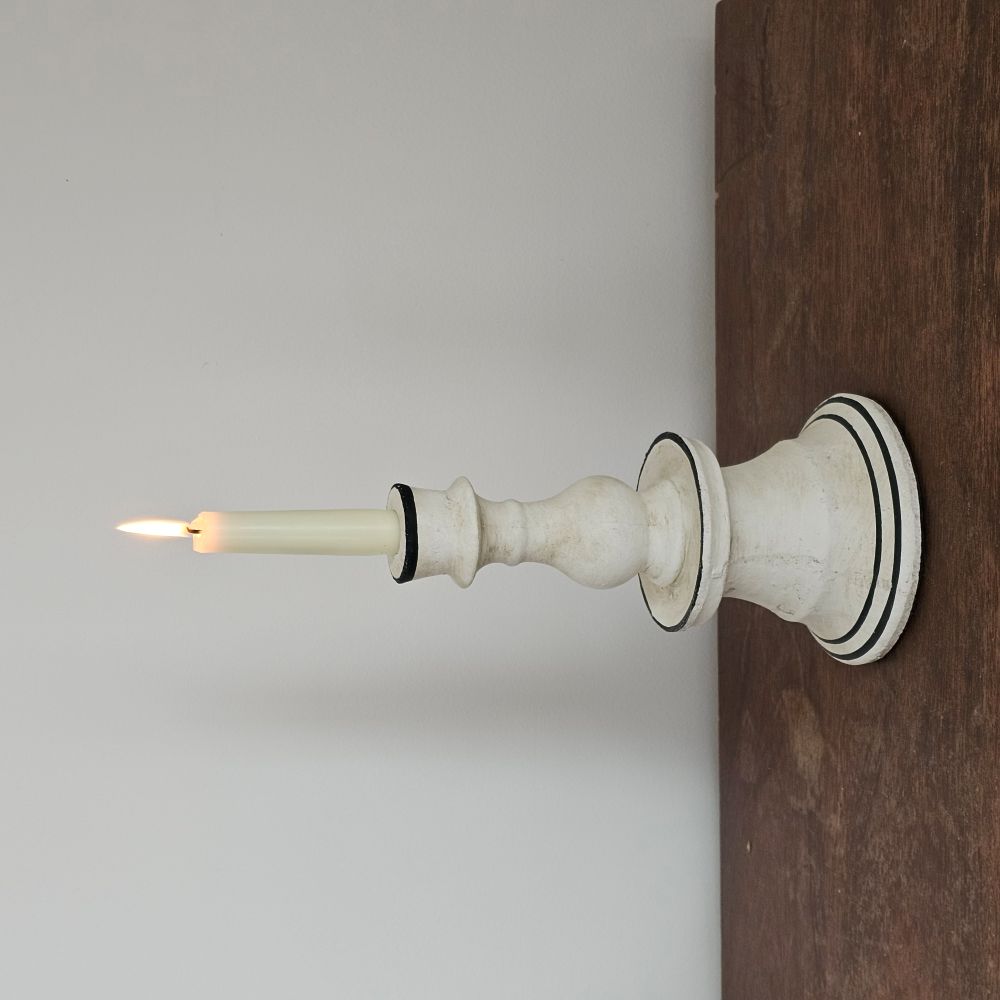 Chalky White Terracotta Taper Candlestick