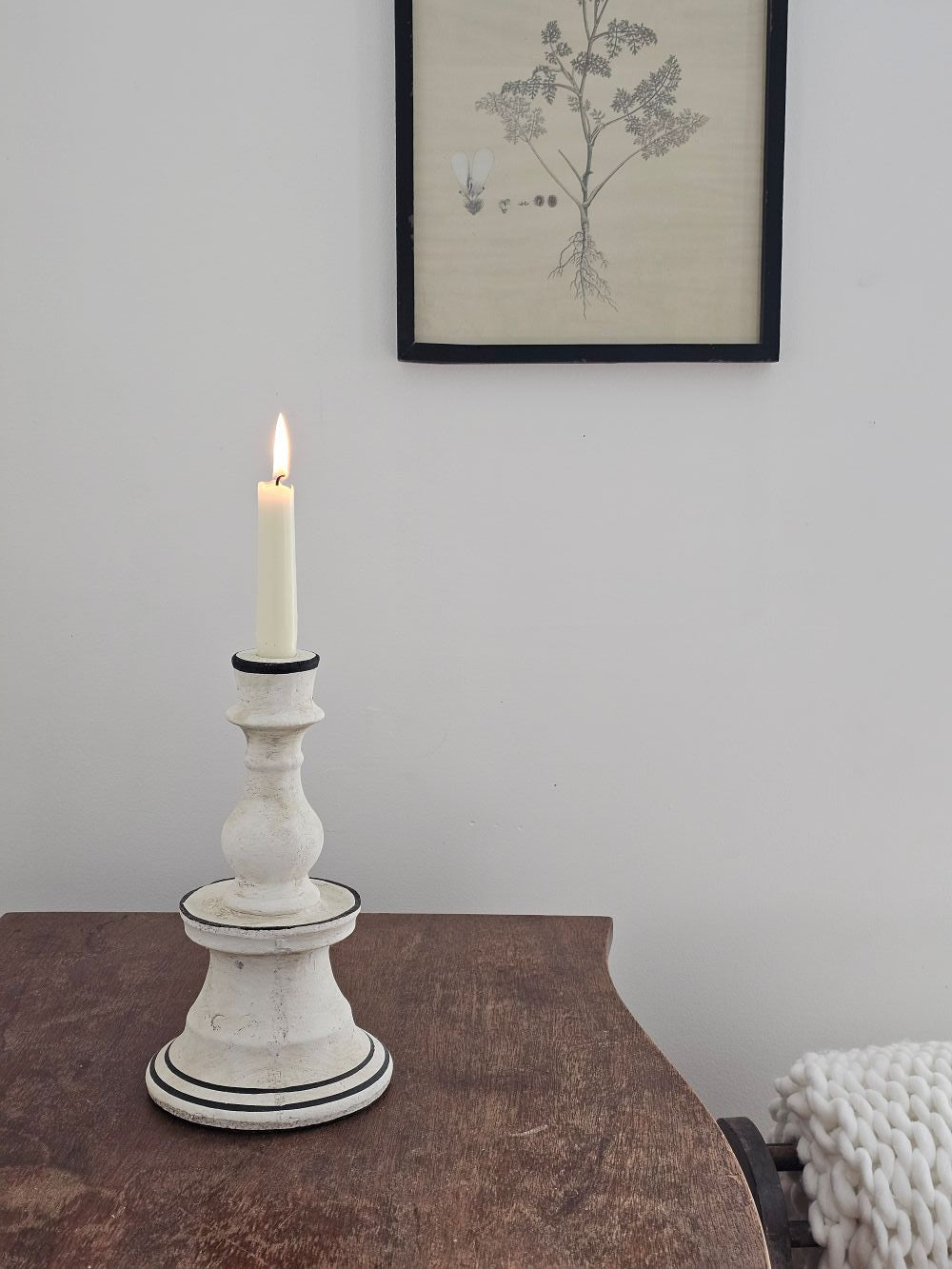 Chalky White Terracotta Taper Candlestick