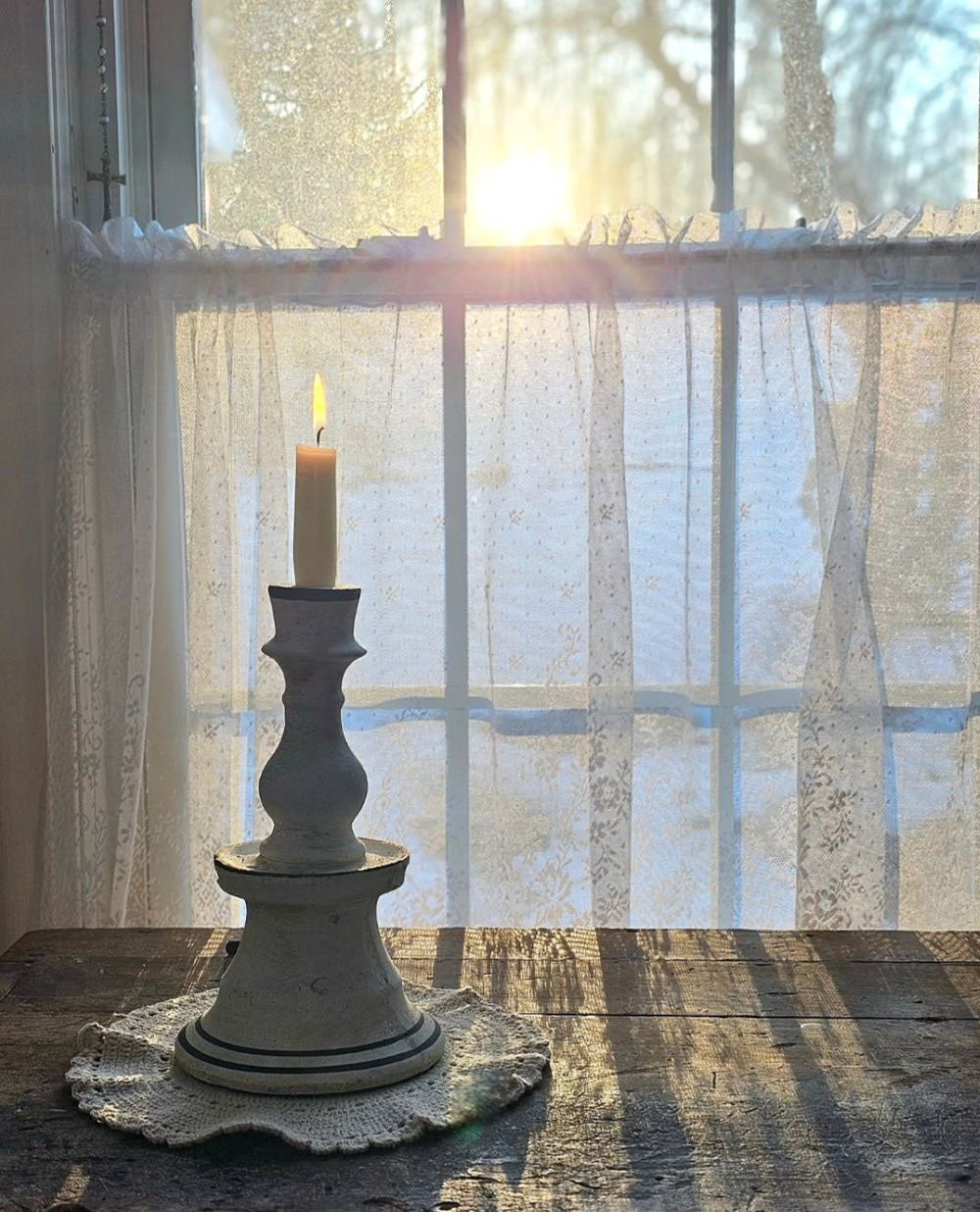 Chalky White Terracotta Taper Candlestick