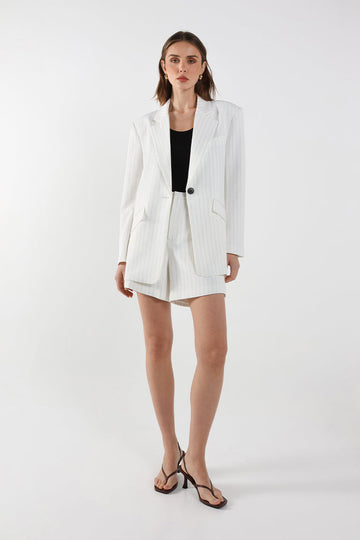 Collins Blazer | White Pinstripe