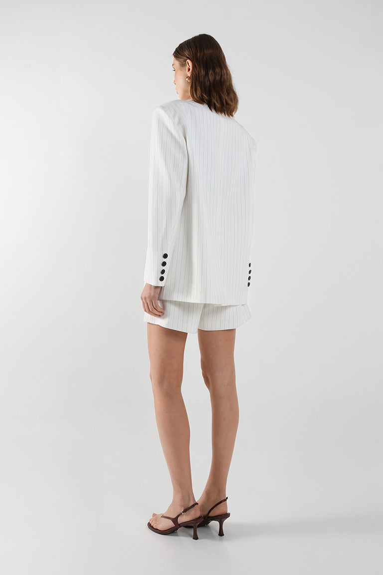 Collins Blazer | White Pinstripe