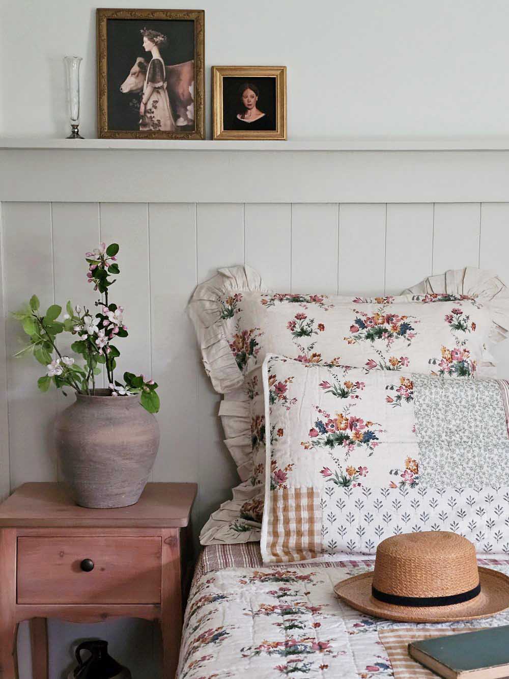 Cottage Rose Floral Ruffled Euro Sham