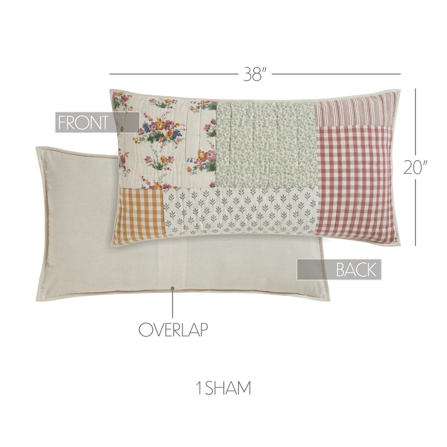 Cottage Rose Patchwork Quilted Sham