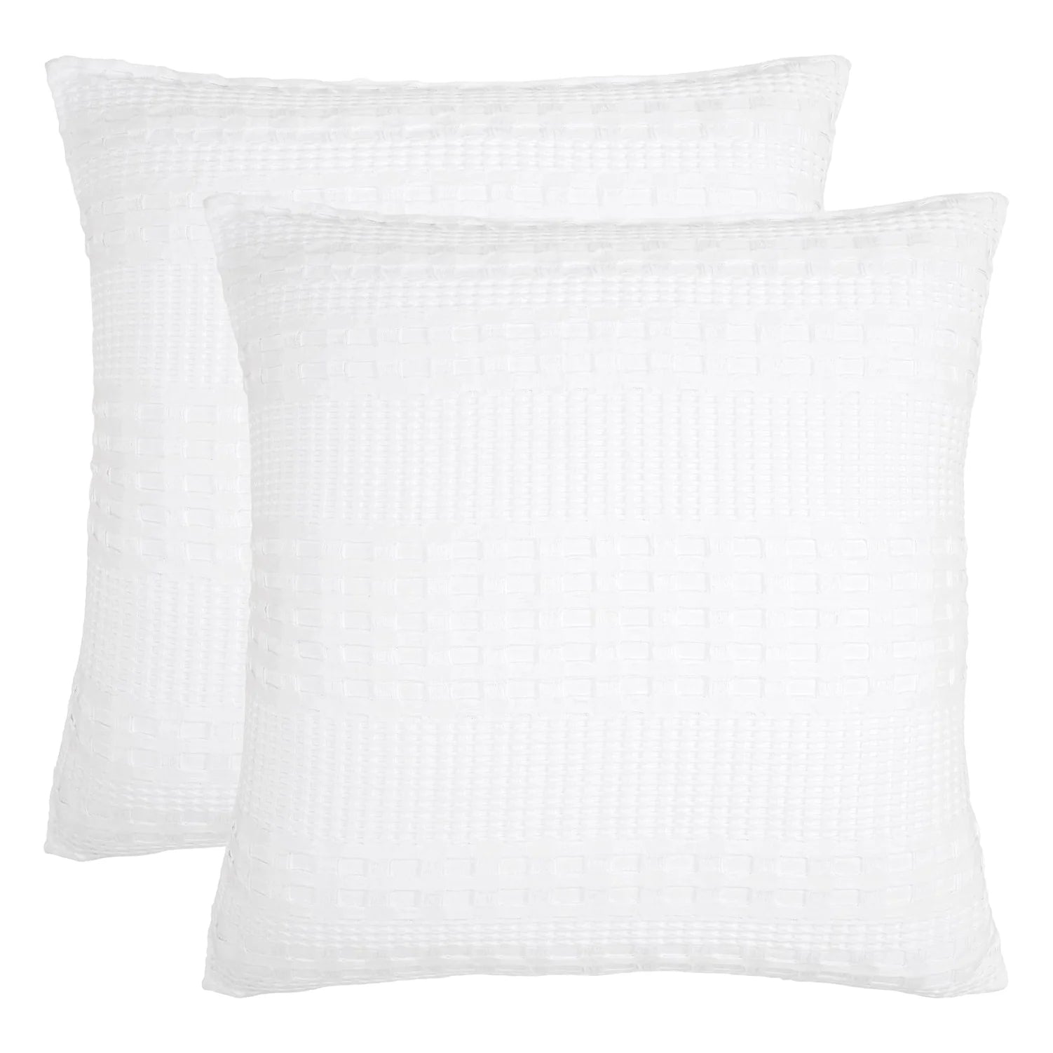Crisp White Waffle Weave Pillow Covers, Set of Two