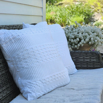 Crisp White Waffle Weave Pillow Covers, Set of Two