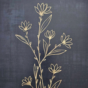 Gold Flower with Dark Navy Backround Art Print