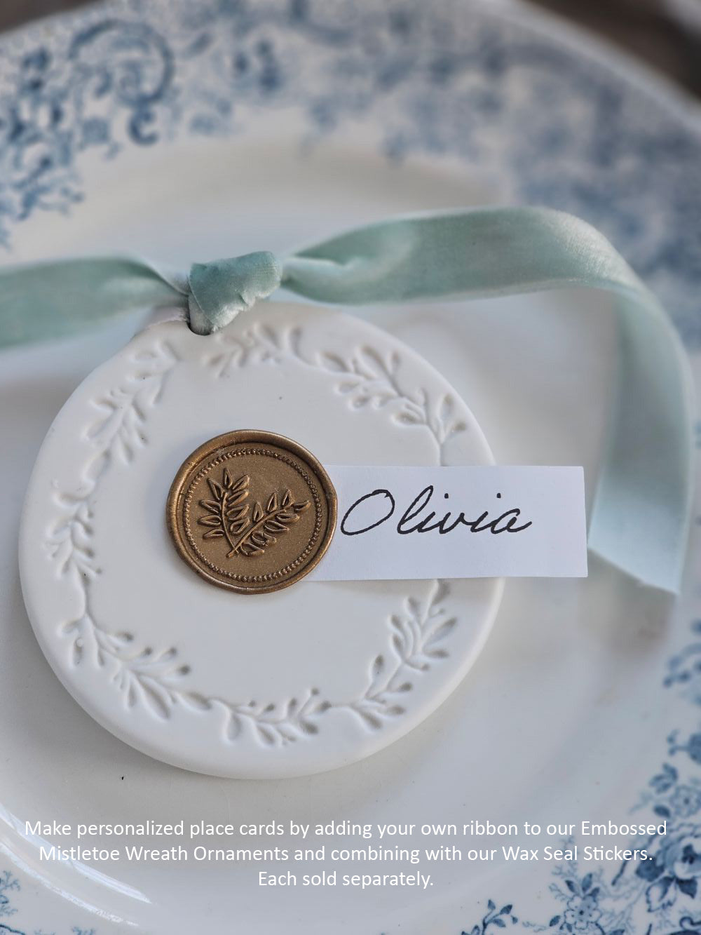 Wax Seal Sticker with Laurel Leaf Design, Set of Six