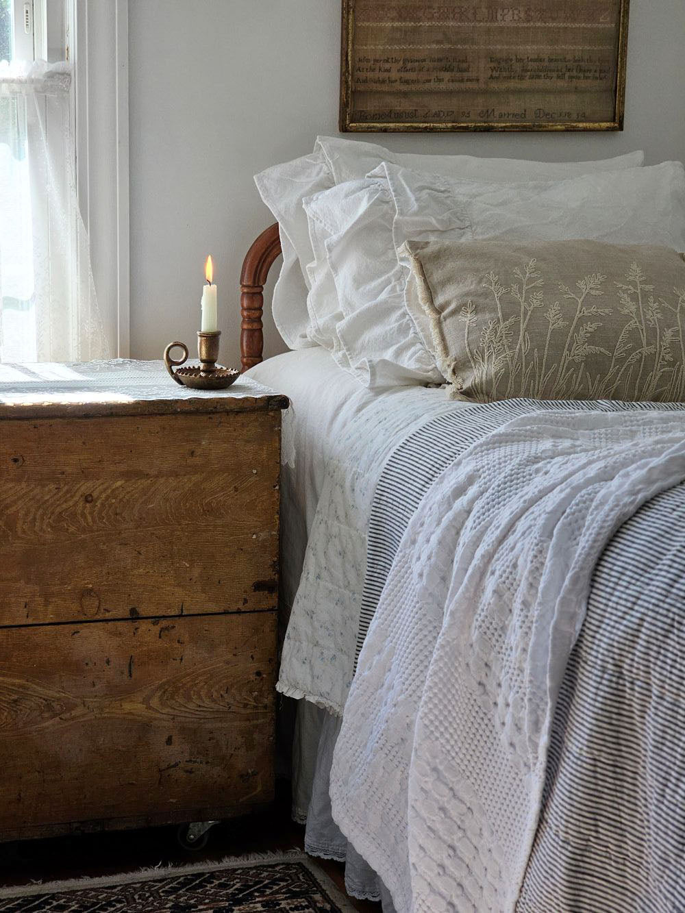 Portsmouth Blue Ticking Stripe Quilt
