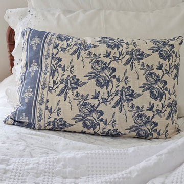 French Blue Floral Pillow