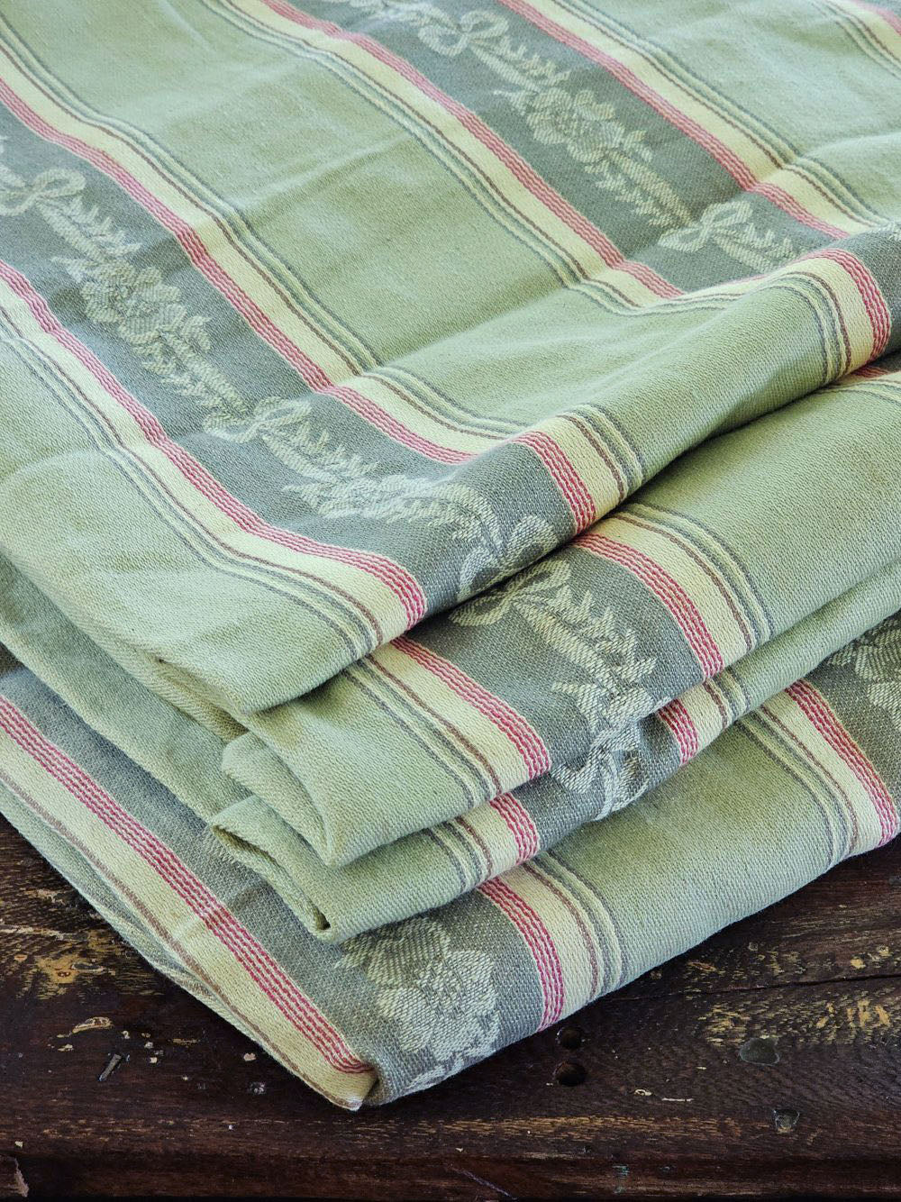 French Fabric by the Yard Green Woven Jacquard