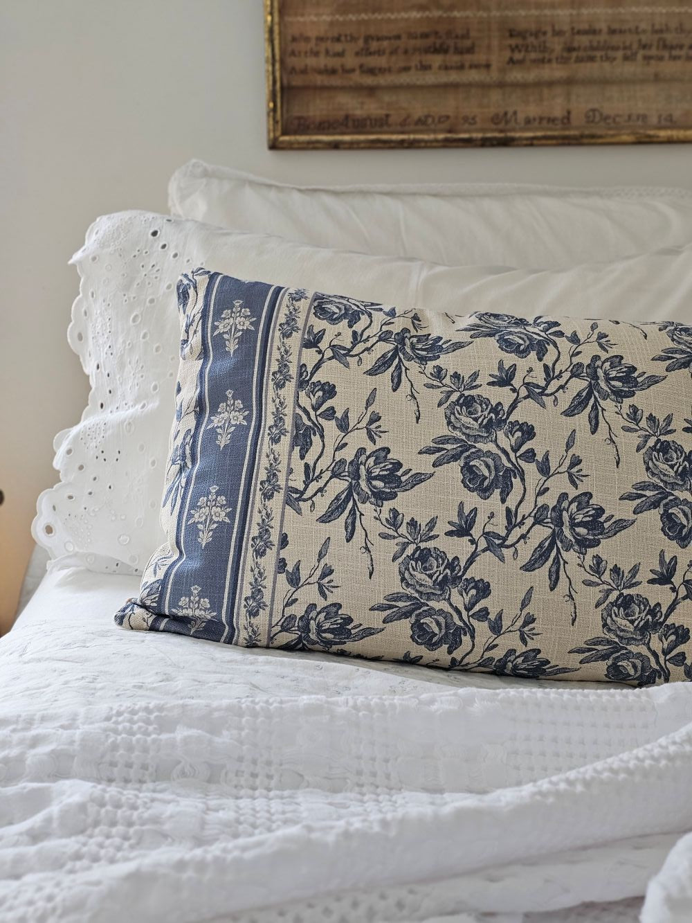 White Vintage Cotton Eyelet Lace Pillowcase