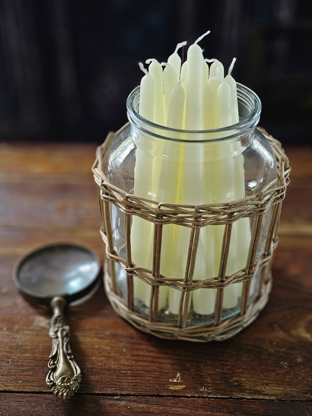 Glass Jar with Willow Basket Sleeve