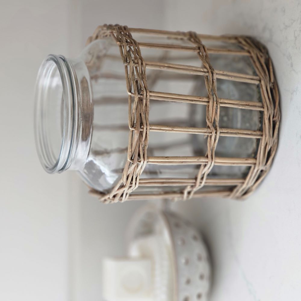 Glass Jar with Willow Basket Sleeve