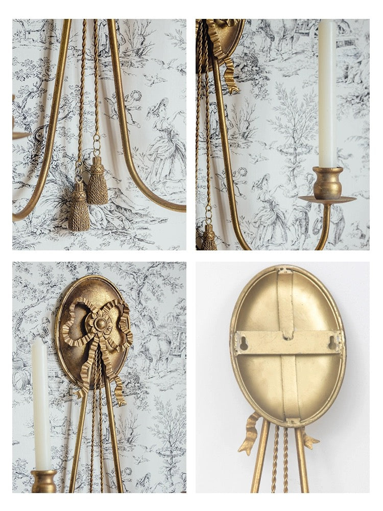 Gold Double Taper Candle Wall Sconce