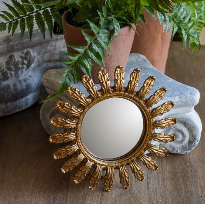 Gold Leaf Convex Wall Mirror
