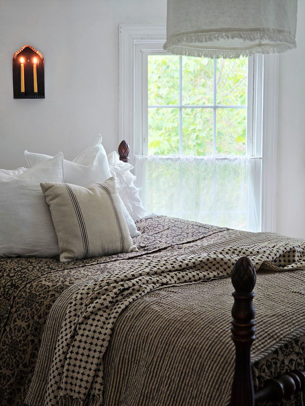 Charcoal Ticking Stripe Quilt