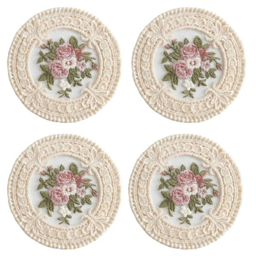 Lace Embroidered Floral Coaster Set