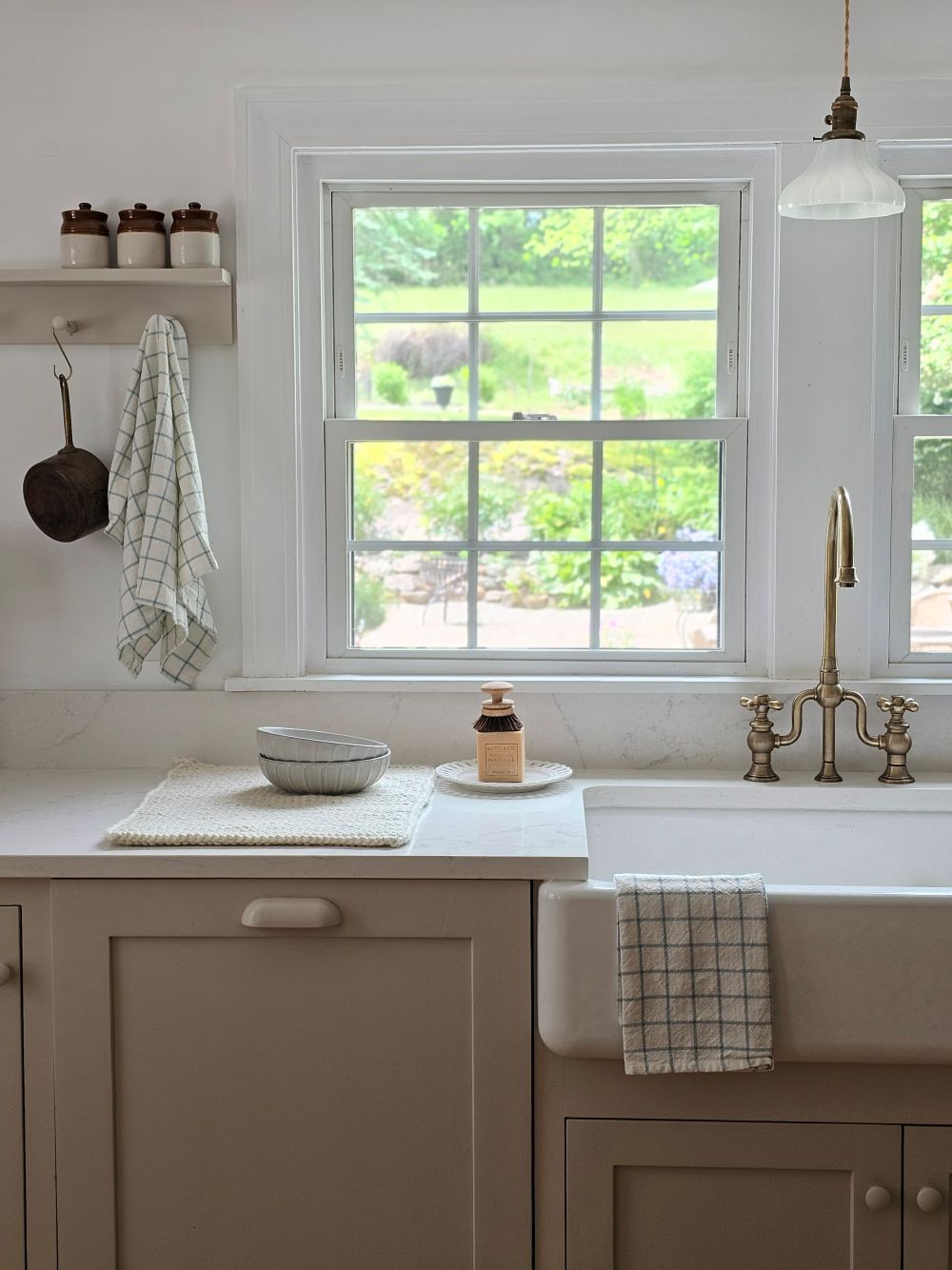 Light Blue and Oatmeal Check Kitchen Towel Set