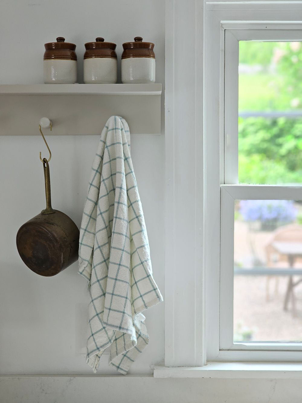 Light Blue and Oatmeal Check Kitchen Towel Set