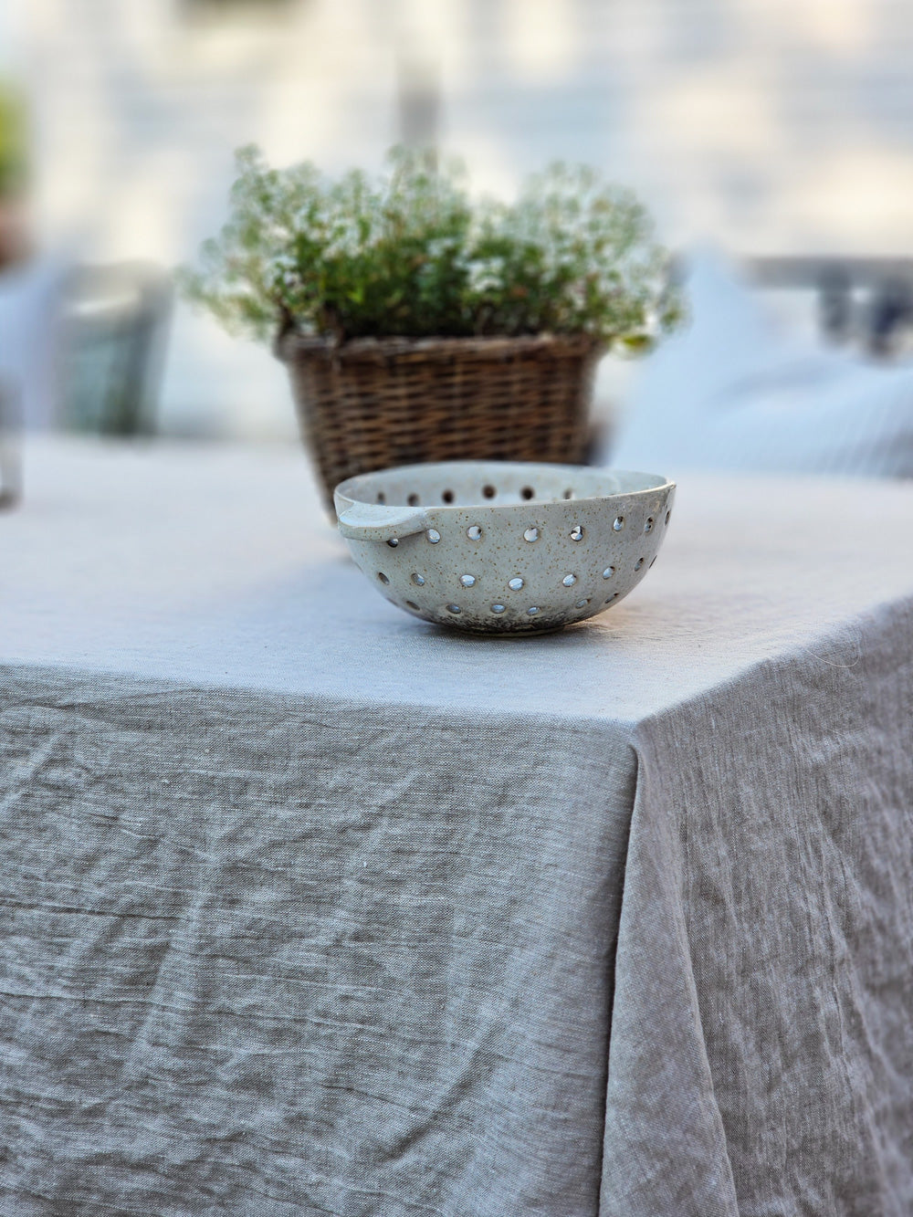 Rustic Ceramic Colander Berry Bowl