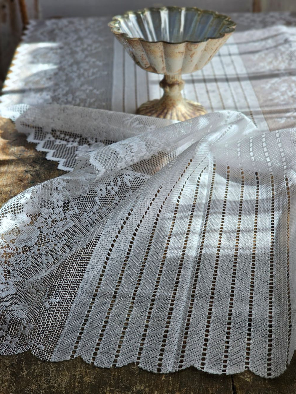Old World White Lace Table Runner