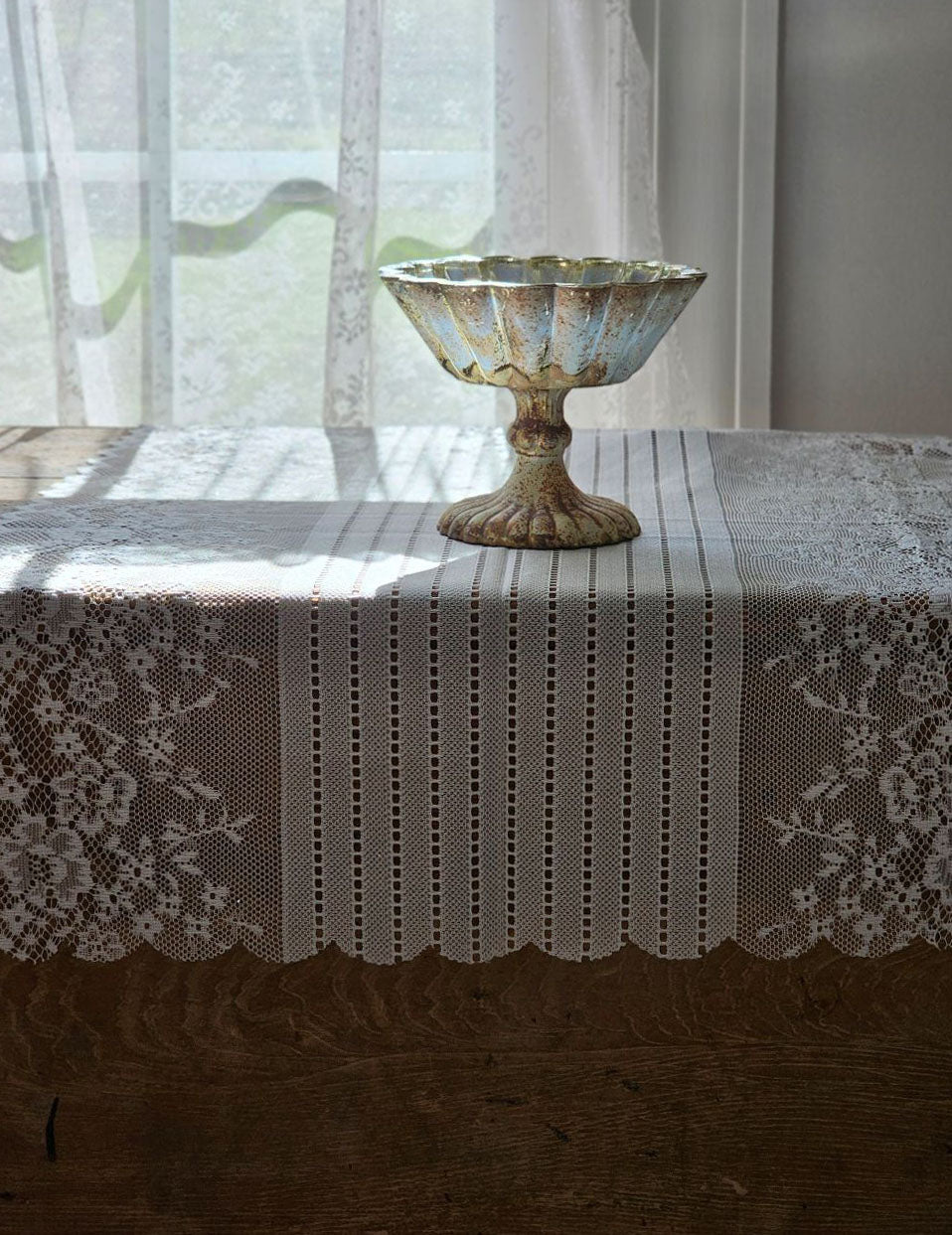 Distressed Mercury Glass Style Pedestal Bowl