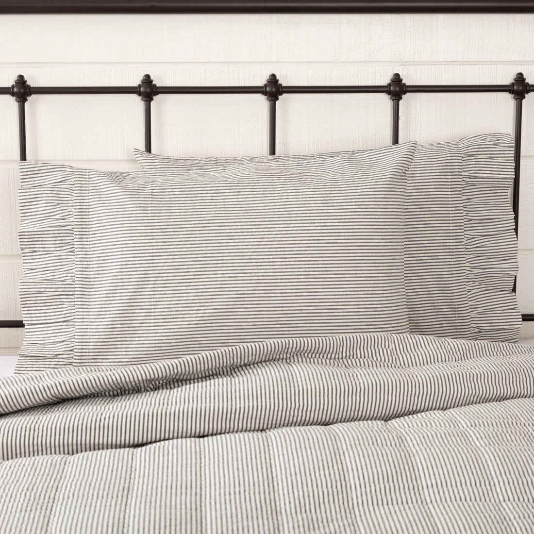 Portsmouth Blue Ticking Stripe Pillow Case Set