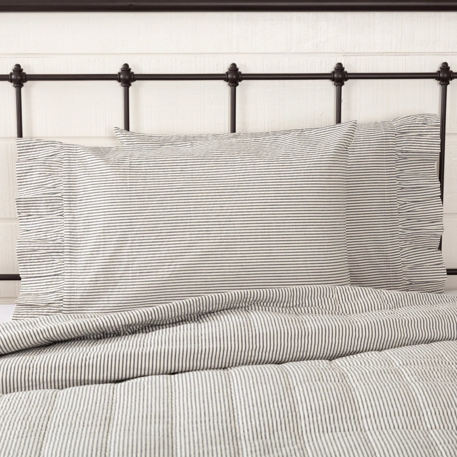 Portsmouth Blue Ticking Stripe Pillow Case Set