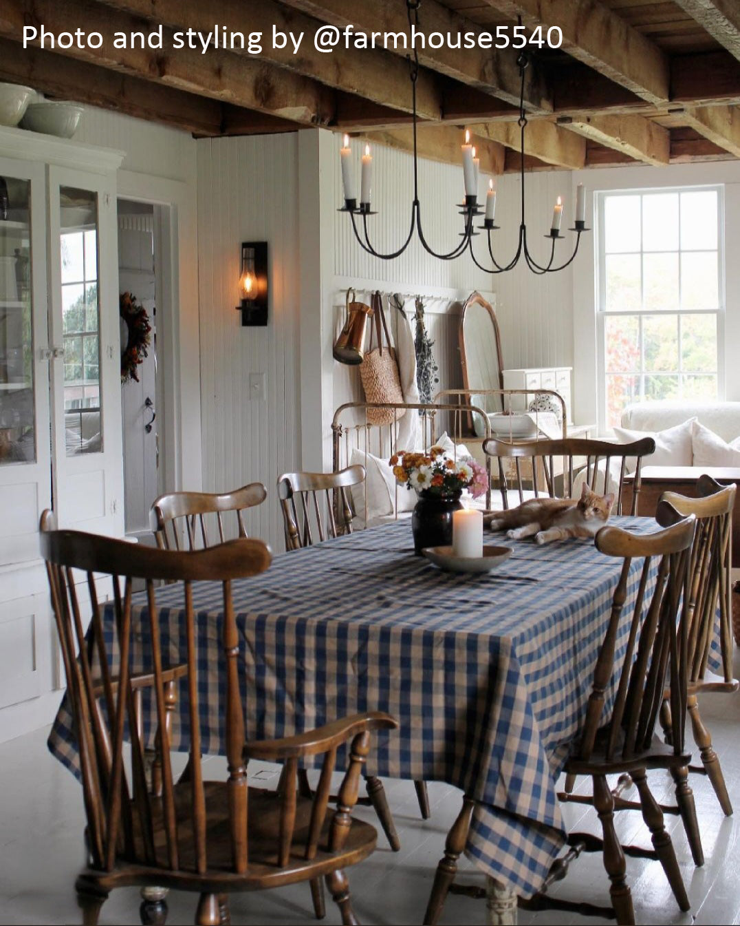 Rustic Blue Check Tablecloth