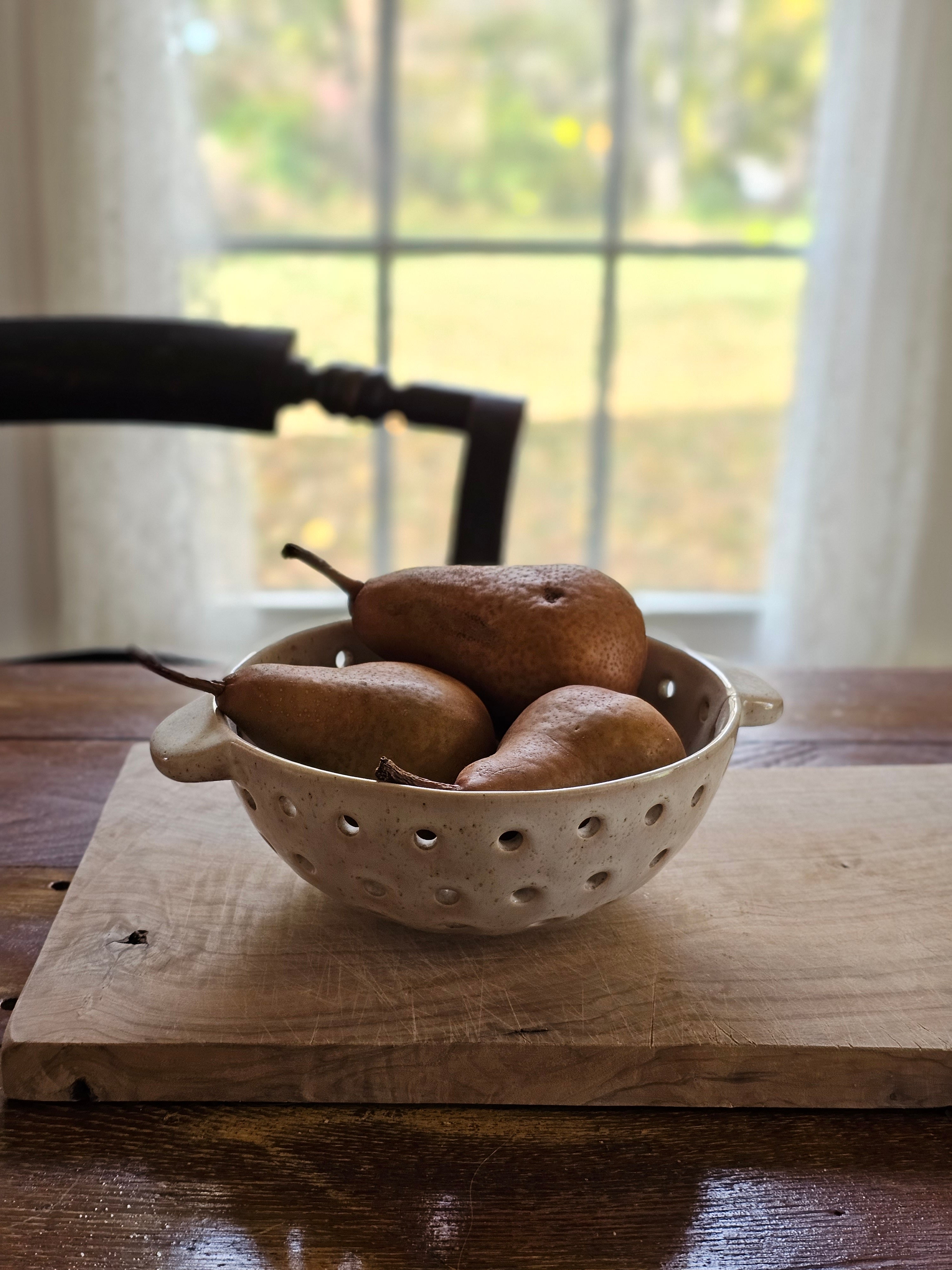 Rustic Ceramic Colander Berry Bowl