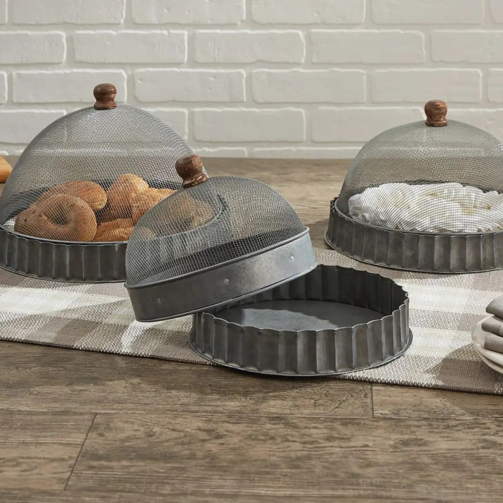 Screen Food Covers with Metal Base, Set of Three