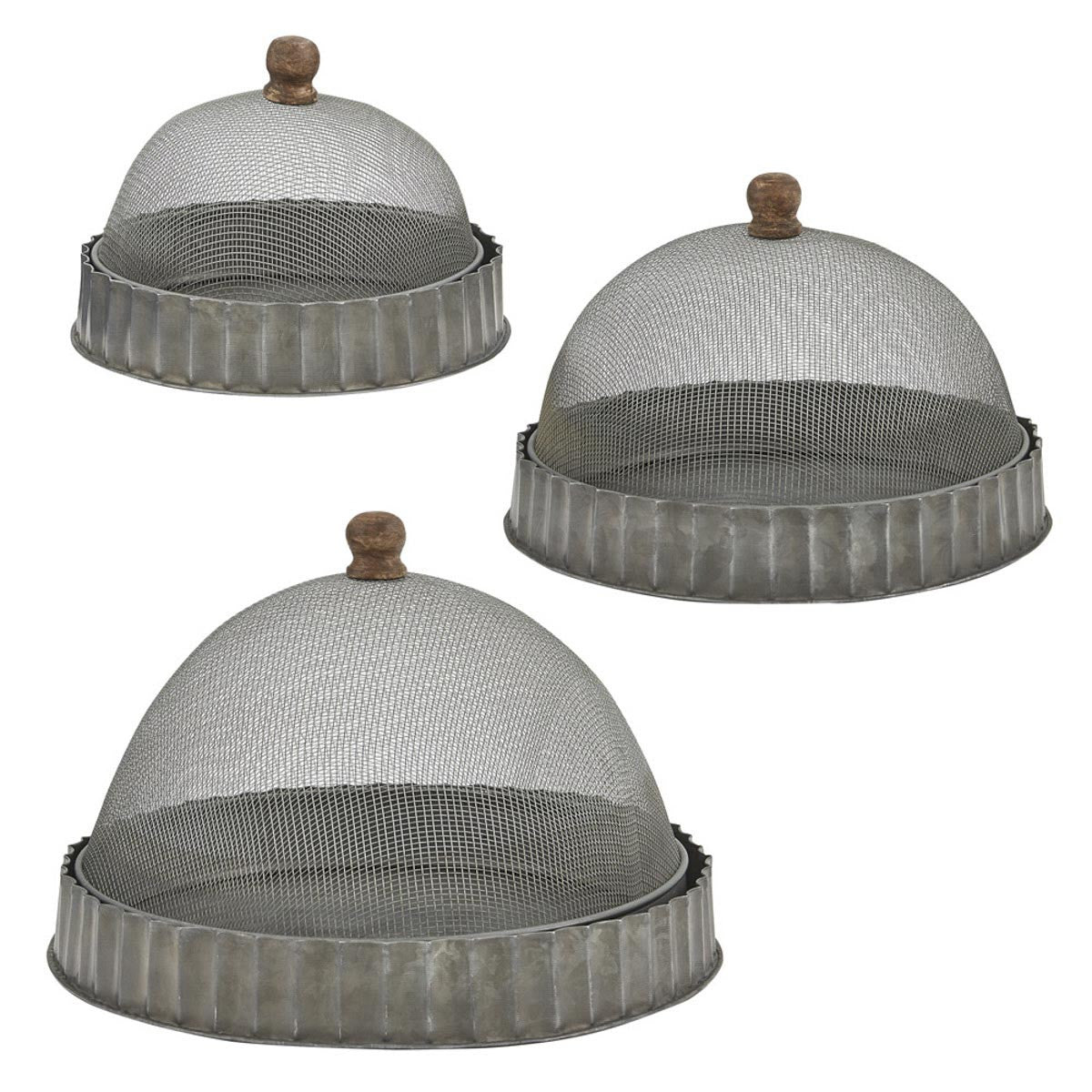 Screen Food Covers with Metal Base, Set of Three
