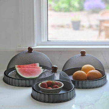 Screen Food Covers with Metal Base, Set of Three