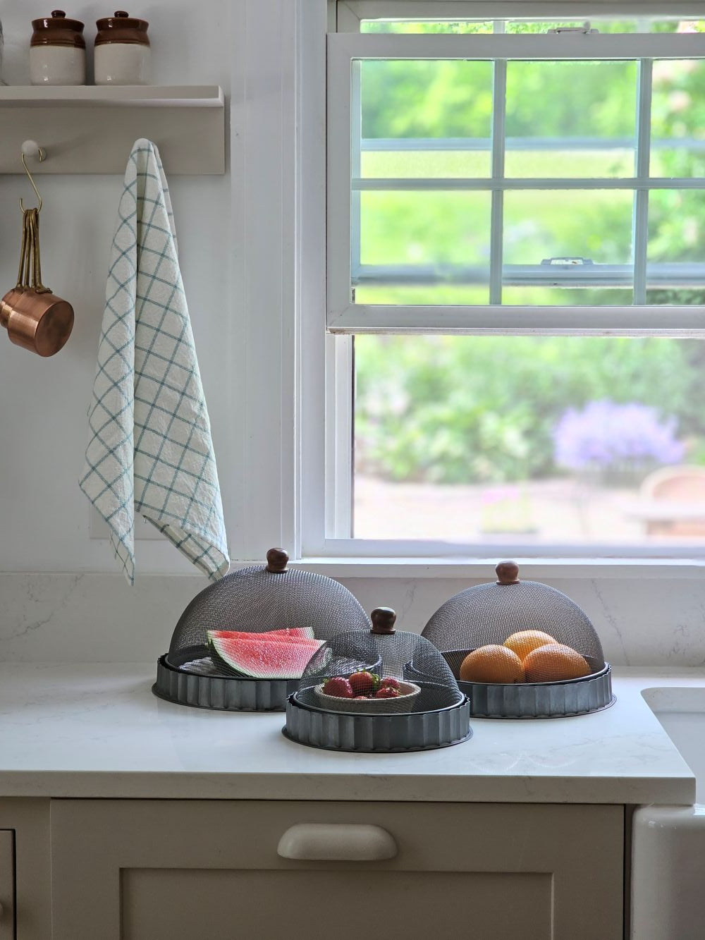 Screen Food Covers with Metal Base, Set of Three