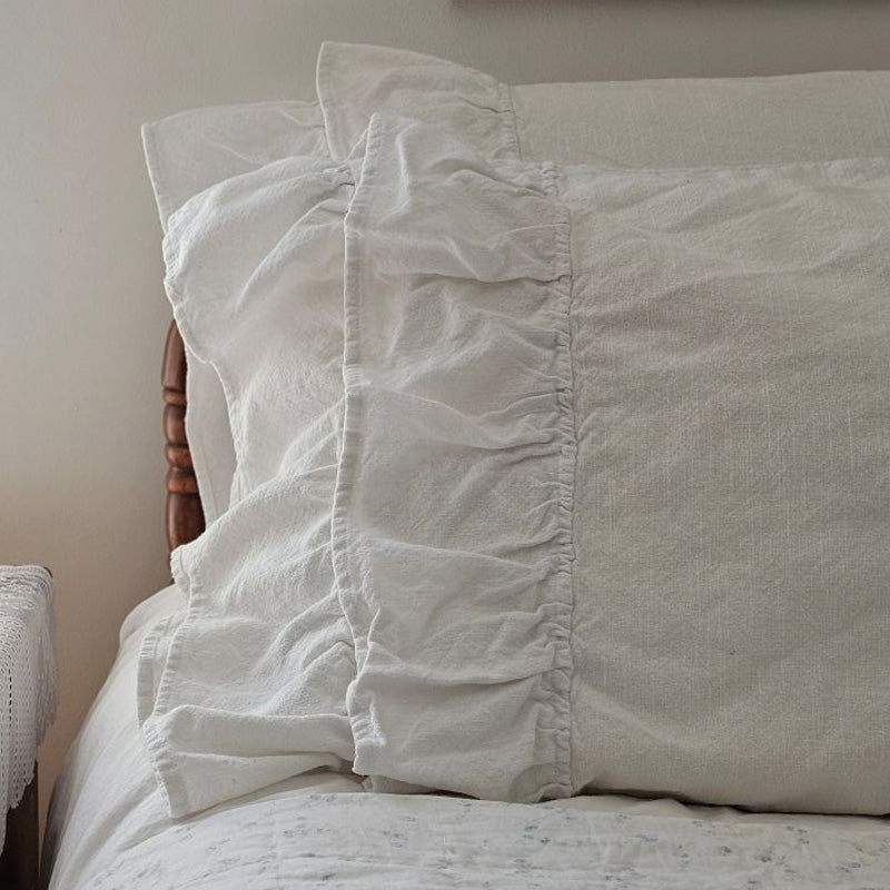 Serenity White Lush Ruffle Pillowcase Set